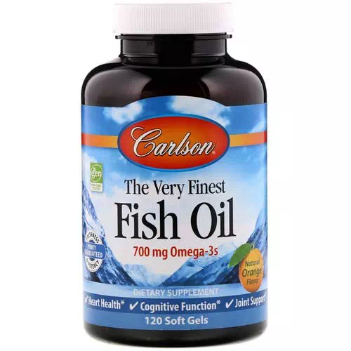 Carlson Labs, The Very Finest Fish Oil, Natural Orange Flavor, 700 mg, 120 Soft Gels Review