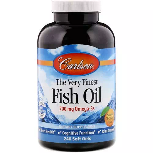 Carlson Labs, The Very Finest Fish Oil, Natural Orange Flavor, 700 mg, 240 Soft Gels Review