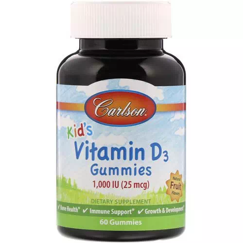 Carlson Labs, Kid's Vitamin D3 Gummies, Natural Fruit Flavors, 1,000 IU, 60 Gummies Review