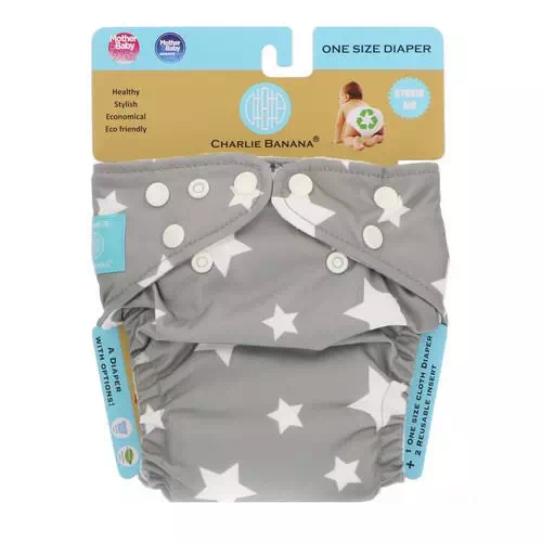 Charlie Banana, Reusable Diapering System, One Size, Twinkle Little Star White, 1 Diaper Review