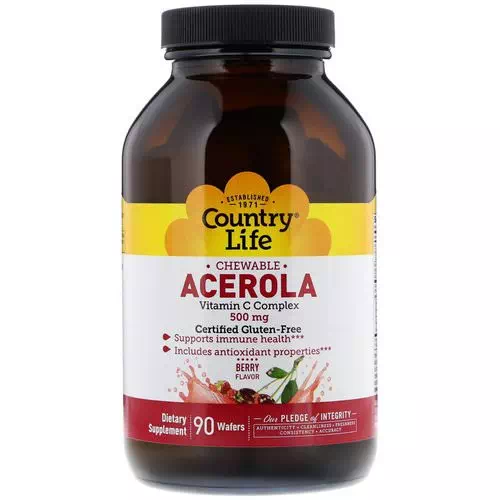 Country Life, Acerola, Vitamin C Chewable, Berry, 500 mg, 90 Wafers Review