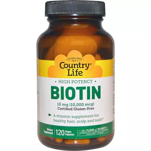 Country Life, Biotin, High Potency, 10 mg, 120 Vegan Caps Review