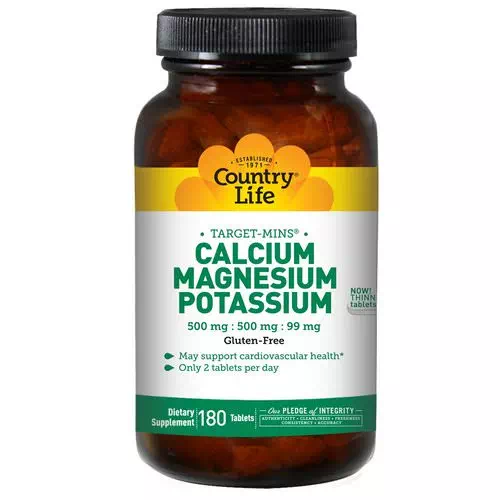 Country Life, Calcium, Magnesium, and Potassium, 500 mg : 500 mg : 99 mg, 180 Tablets Review