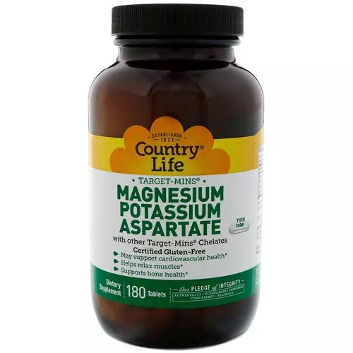 Country Life, Magnesium Potassium Aspartate, 180 Tablets Review