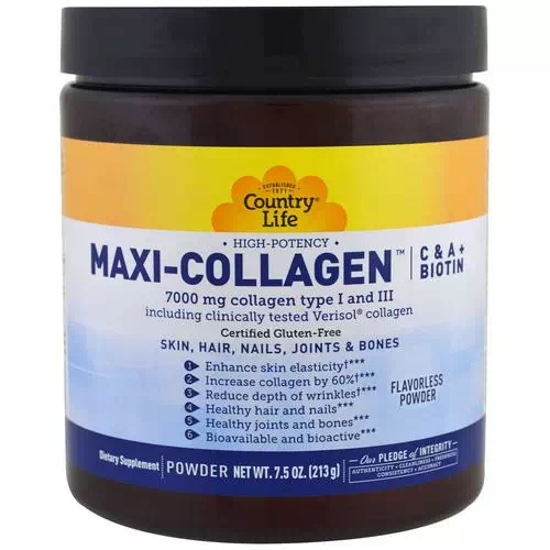 Country Life, Maxi-Collagen, C & A plus Biotin, High Potency, Flavorless Powder, 7.5 oz (213 g) Review