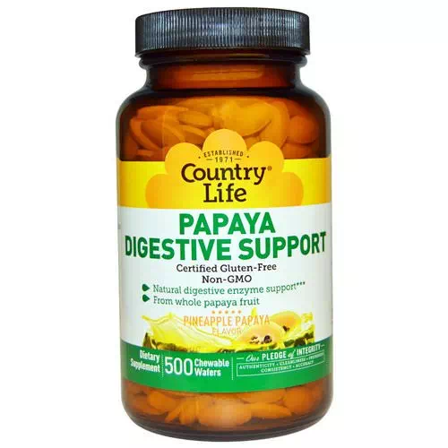 Country Life, Papaya Digestive Support, Pineapple Papaya Flavor, 500 Chewable Wafers Review