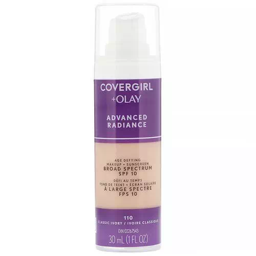 Covergirl, Olay Advanced Radiance, Age-Defying Makeup, SPF 10, 110 Classic Ivory, 1 fl oz (30 ml) Review