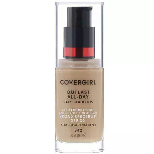 Covergirl, Outlast All-Day Stay Fabulous, 3-in-1 Foundation, 842 Medium Beige, 1 fl oz (30 ml) Review