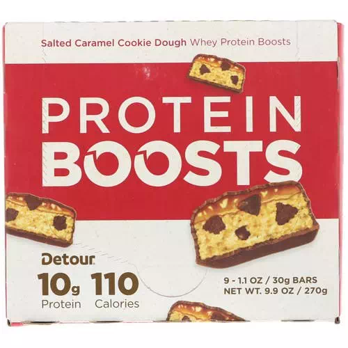 Detour, Protein Boosts Bars, Salted Caramel Cookie Dough, 9 Bars, 1.1 oz (30 g) Each Review