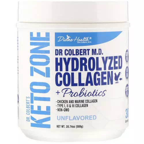 Divine Health, Dr. Colbert's Keto Zone, Hydrolyzed Collagen Plus Probiotics, Unflavored, 20.74 oz (588 g) Review