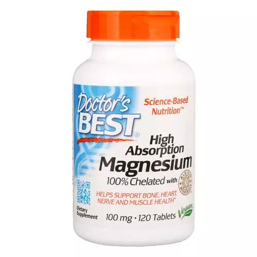 Doctor's Best, High Absorption Magnesium 100% Chelated with Albion Minerals, 100 mg, 120 Tablets Review