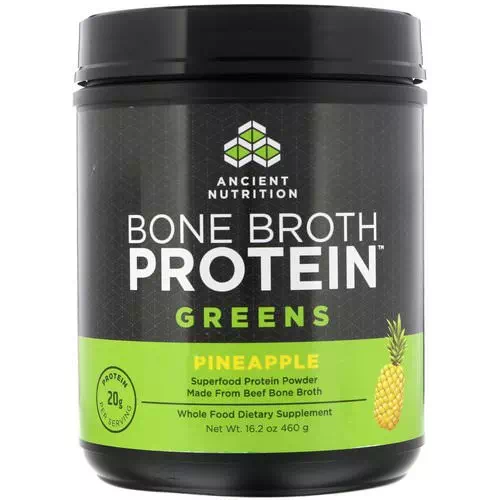 Dr. Axe / Ancient Nutrition, Bone Broth Protein Greens, Pineapple, 16.2 oz (460 g) Review