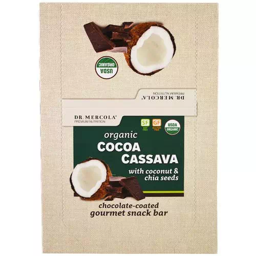 Dr. Mercola, Organic Cocoa Cassava with Coconut & Chia Seeds, 12 Bars, 1.55 oz (44 g) Each Review