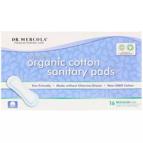 Dr. Mercola, Organic Cotton Sanitary Pads, Regular, 16 Pads Review