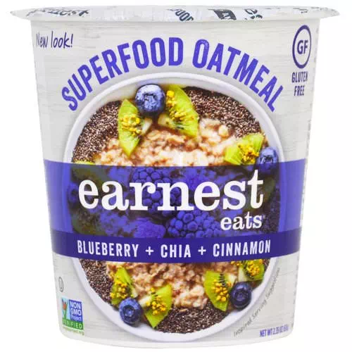 Earnest Eats, SuperFood Oatmeal Cup, Blueberry + Chia + Cinnamon, Superfood Blueberry Chia, 2.35 oz (67 g) Review