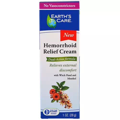 Earth's Care, Hemorrhoid Relief Cream with Witch Hazel and Menthol, 1 oz (28 g) Review
