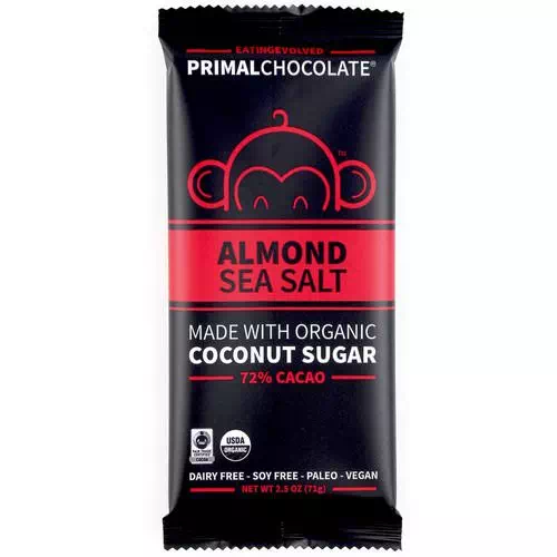 Evolved Chocolate, PrimalChocolate, Almond & Sea Salt 72% Cacao, 2.5 oz (71 g) Review