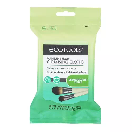 EcoTools, Makeup Brush Cleansing Cloths, 25 Pre-Moistened Cloths Review