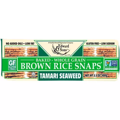 Edward & Sons, Baked Whole Grain Brown Rice Snaps, Tamari Seaweed, 3.5 oz (100 g) Review