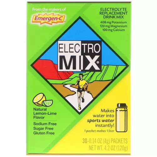 Emergen-C, Electro Mix, Electrolyte Replacement Drink Mix, Natural Lemon-Lime, 30 Packets, 0.14 oz (4 g) Each Review