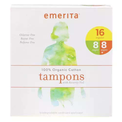 Emerita, 100% Organic Cotton Tampons with Security Veil, Multipack, 32 Tampons Review