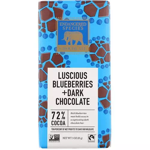 Endangered Species Chocolate, Luscious Blueberries + Dark Chocolate, 3 oz (85 g) Review