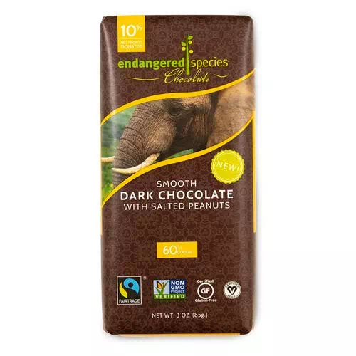 Endangered Species Chocolate, Smooth Dark Chocolate with Salted Peanuts, 3 oz (85 g) Review