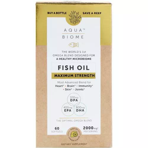 Enzymedica, Aqua Biome, Fish Oil, Maximum Strength, Lemon Flavor, 60 Softgels Review
