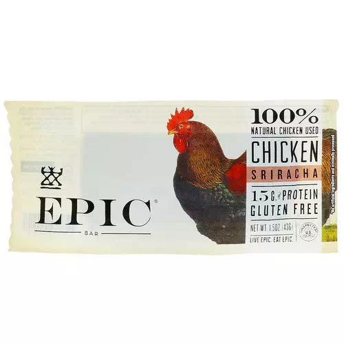 Epic Bar, Chicken Sriracha Bar, 12 Bars, 1.5 oz (43 g) Each Review