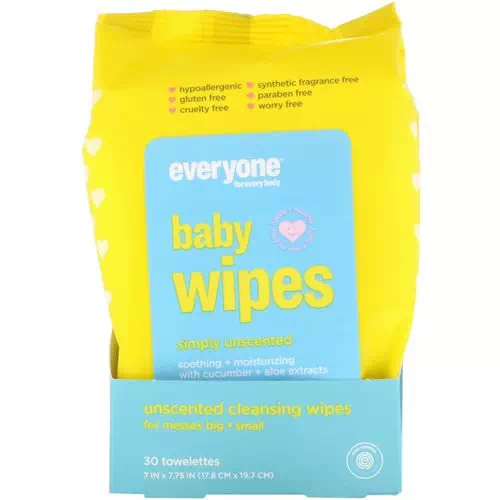 Everyone, Baby Wipes, Unscented, 30 Towelettes Review