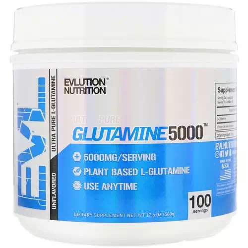 EVLution Nutrition, Glutamine 5000, Unflavored, 17.6 oz (500 g) Review