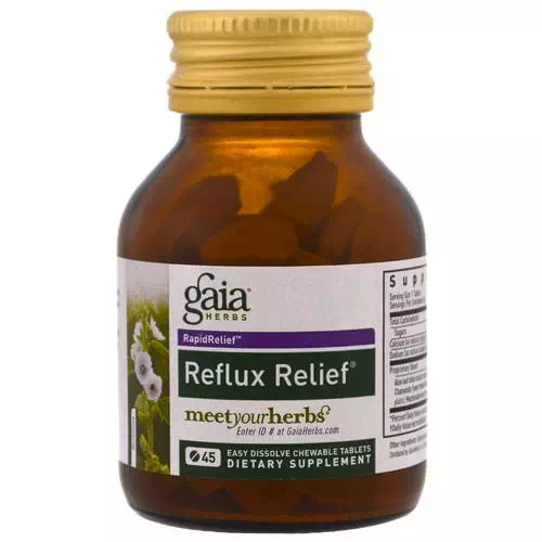 Gaia Herbs, Reflux Relief, 45 Easy Dissolve Chewable Tablets Review