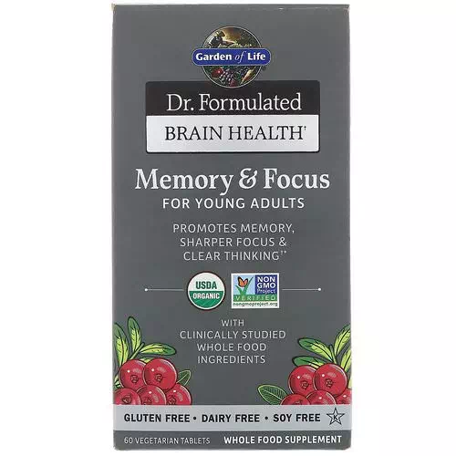 Garden of Life, Dr. Formulated Brain Health, Memory & Focus for Young Adults, 60 Vegetarian Tablets Review