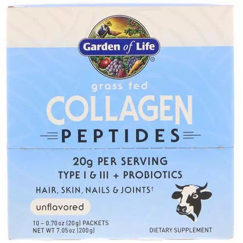 Garden of Life, Grass Fed Collagen Peptides, Unflavored, 10 Packets, 0.70 oz (20 g) Each Review