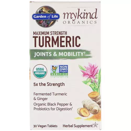 Garden of Life, MyKind Organics, Maximum Strength Turmeric, Joints & Mobility, 30 Vegan Tablets Review