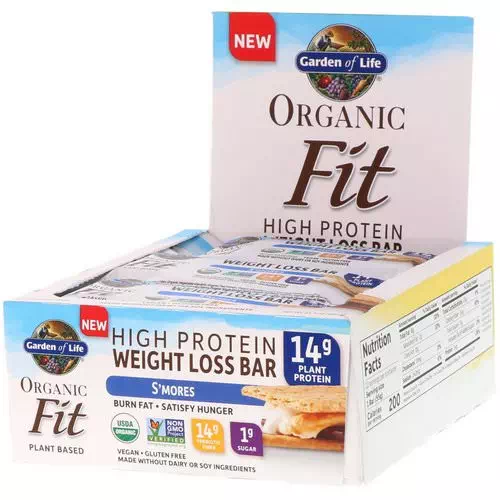 Garden of Life, Organic Fit, High Protein Weight Loss Bar, S'mores, 12 Bars, 1.9 oz (55 g) Each Review