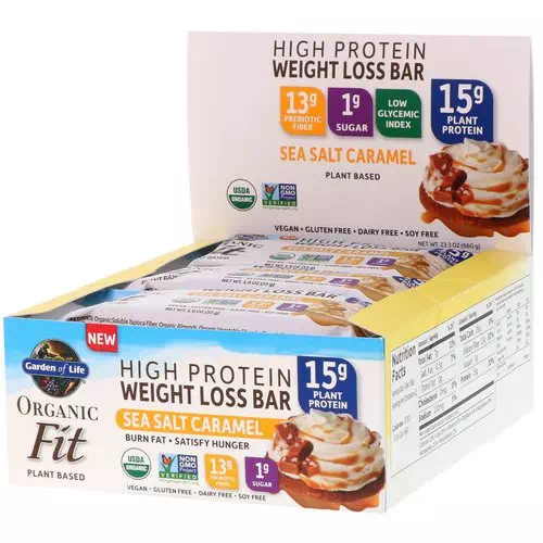 Garden of Life, Organic Fit High Protein Weight Loss Bar, Sea Salt Caramel, 12 Bars, 1.9 oz (55 g) Each Review