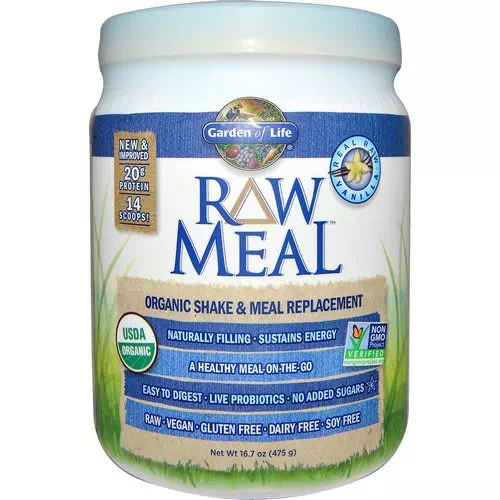 Garden of Life, RAW Organic Meal, Organic Shake & Meal Replacement, Vanilla, 16.7 oz (475 g) Review