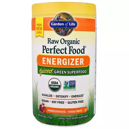 Garden of Life, Raw Organic Perfect Food, Energizer, Pomegranate - Yerba Mate, 9.8 oz (279 g) Review