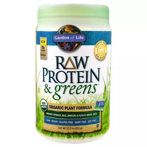 Garden of Life, Raw Protein & Greens, Organic Plant Formula, Lightly Sweet, 1.43 lbs (651 g) Review