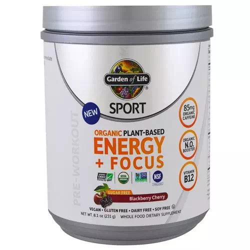 Garden of Life, Sport, Organic Plant-Based Energy + Focus, Pre-Workout, Sugar Free, Blackberry Cherry, 8.1 oz (231 g) Review
