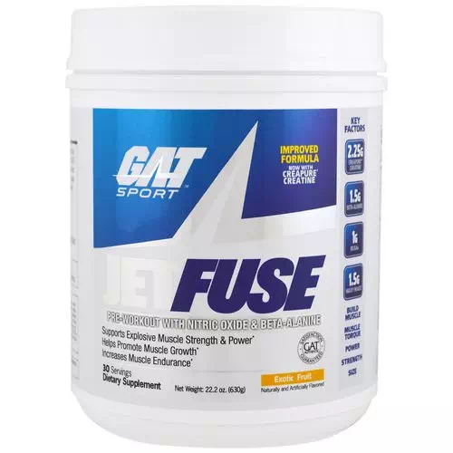 GAT, Jetfuse Pre-Workout, Exotic Fruit, 1.4 lbs (630 g) Review