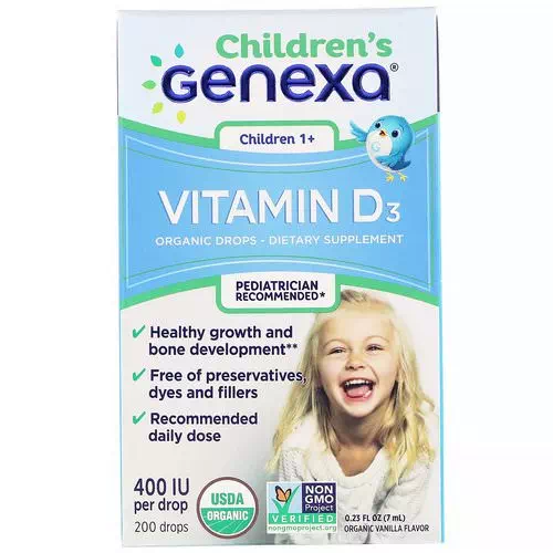 Genexa, Children's Vitamin D3, Children 1+, Organic Vanilla Flavor, 400 IU, 0.23 fl oz (7 ml) Review