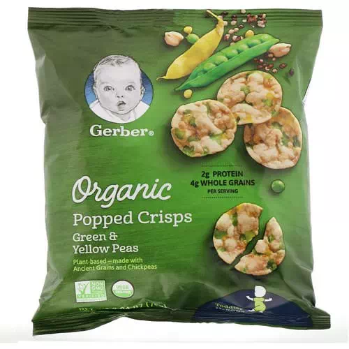 Gerber, Organic Popped Crisps, 12+ months, Green & Yellow Peas, 2.64 oz (75 g) Review