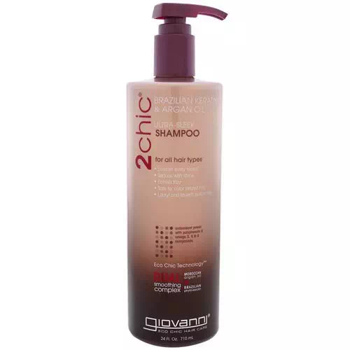 Giovanni, 2chic, Ultra-Sleek Shampoo, for All Hair Types, Brazilian Keratin & Argan Oil, 24 fl oz (710 ml) Review