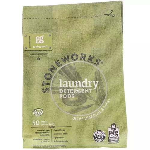Grab Green, Stoneworks, Laundry Detergent Pods, Olive Leaf, 50 Loads, 1.65 lbs (750 g) Review