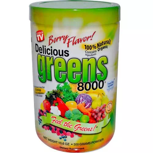 Greens World, Delicious Greens 8000, Berry Flavor, Powder, 10.6 oz (300 g) Review