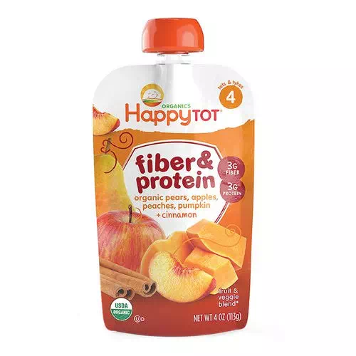 Happy Family Organics, Happy Tot, Fiber & Protein, pears, apples, peaches, pumpkin & cinnamon, Stage 4, 4 oz (113 g) Review