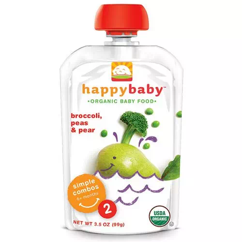 Happy Family Organics, Organic Baby Food, Stage 2, 6+ Months, Broccoli, Peas & Pear, 3.5 oz (99 g) Review