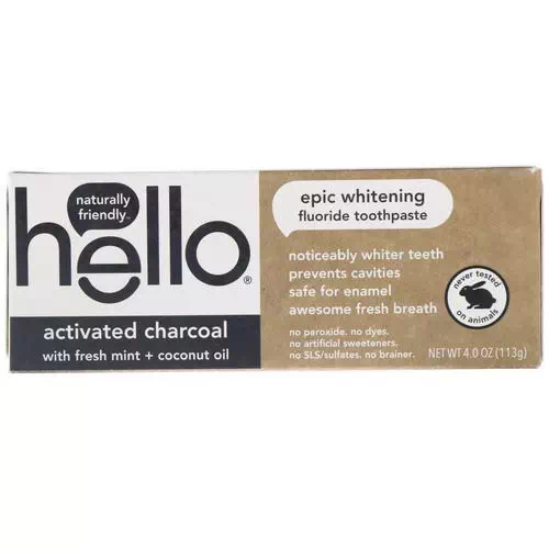 Hello, Activated Charcoal Epic Whitening Fluoride Toothpaste, 4.0 oz (113 g) Review